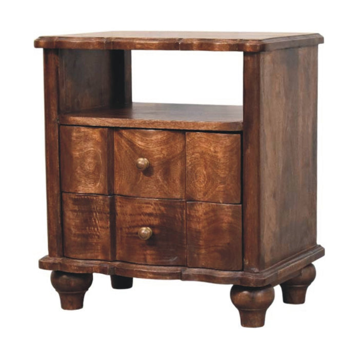 Lume Roasted Shelf Bedside Table - Brown, Wood