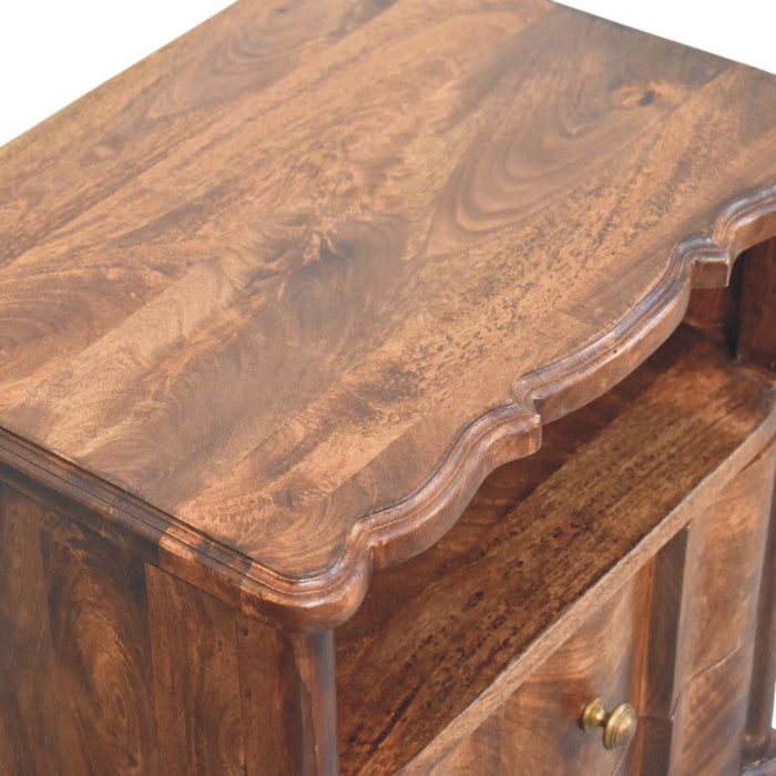 Lume Roasted Shelf Bedside Table - Brown, Wood
