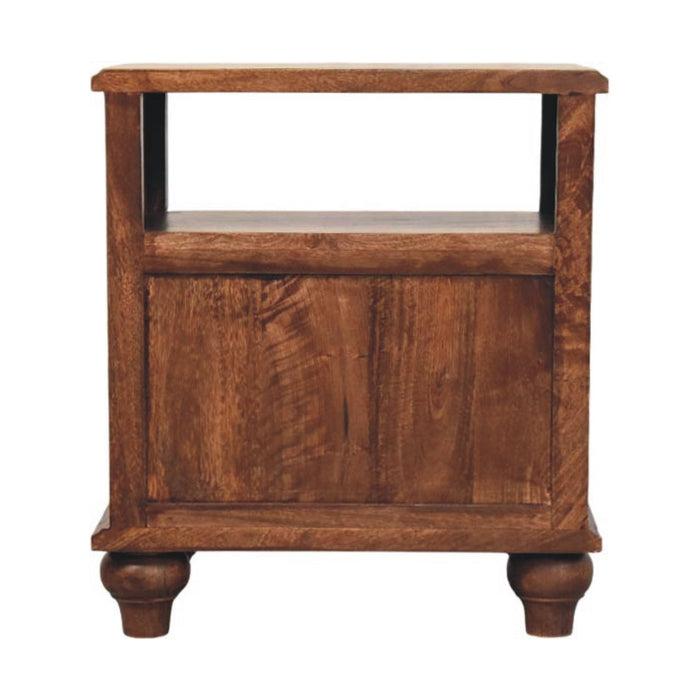 Lume Roasted Shelf Bedside Table - Brown, Wood