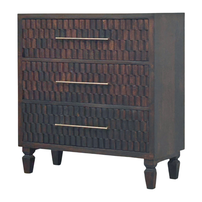 Cadiz Carved Drawer Chest - Brown, Wood