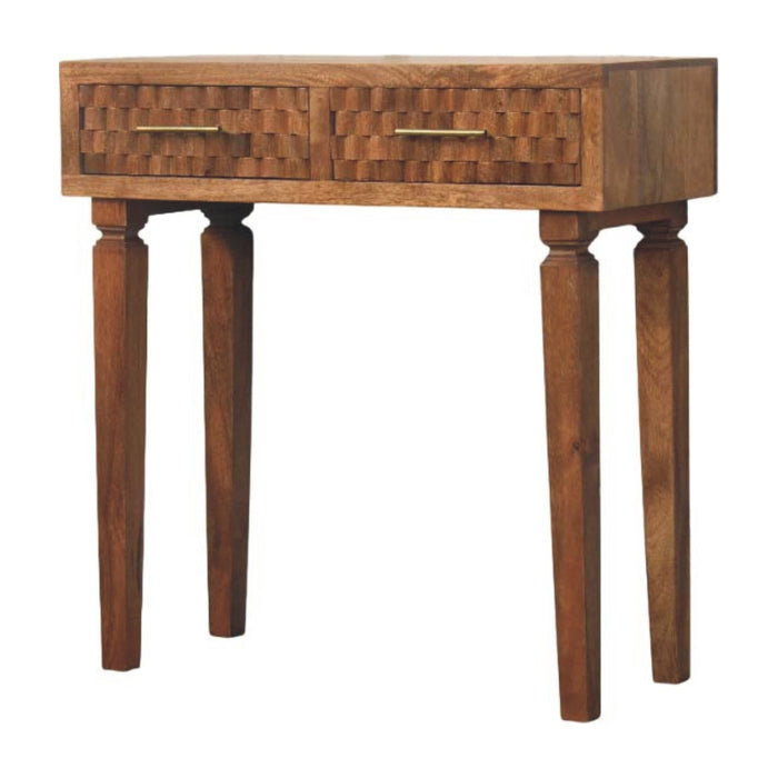 Cadiz Carved Twin-Drawer Console - Natural, Wood