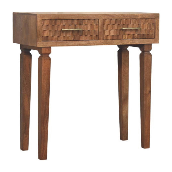 Cadiz Carved Twin-Drawer Console - Natural, Wood