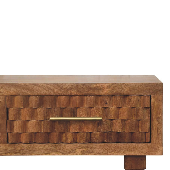 Cadiz Carved Twin-Drawer Console - Natural, Wood