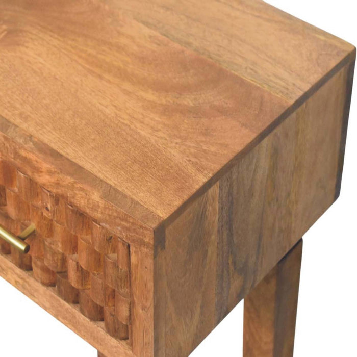 Cadiz Carved Twin-Drawer Console - Natural, Wood