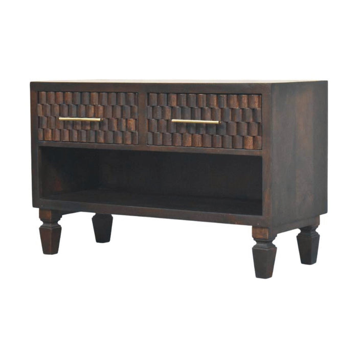 Cadiz Carved Shoe Storage Bench - Brown, Wood