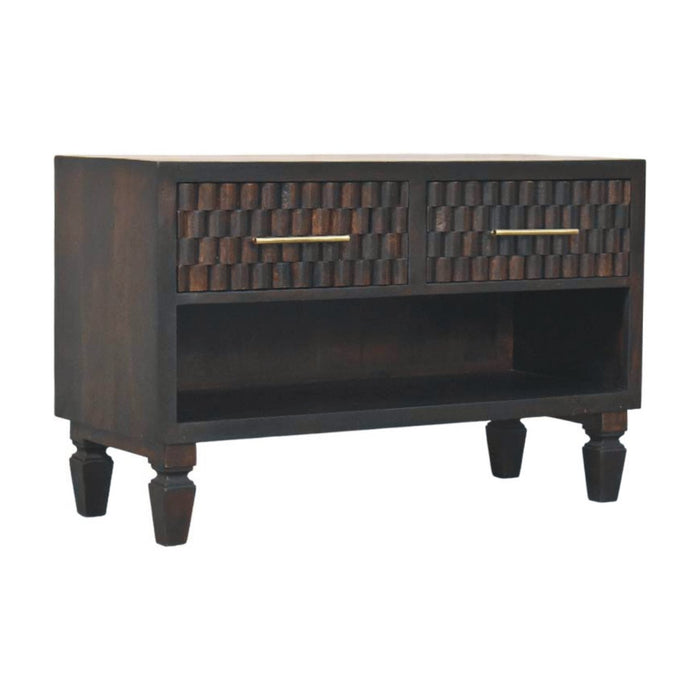 Cadiz Carved Shoe Storage Bench - Brown, Wood