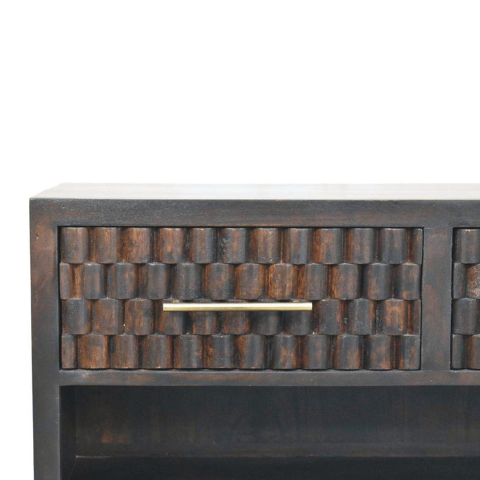 Cadiz Carved Shoe Storage Bench - Brown, Wood