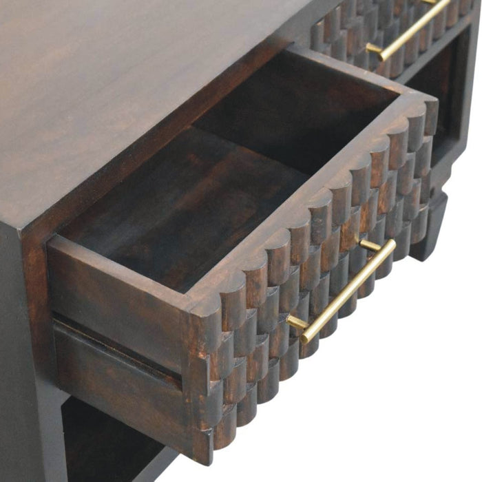 Cadiz Carved Shoe Storage Bench - Brown, Wood
