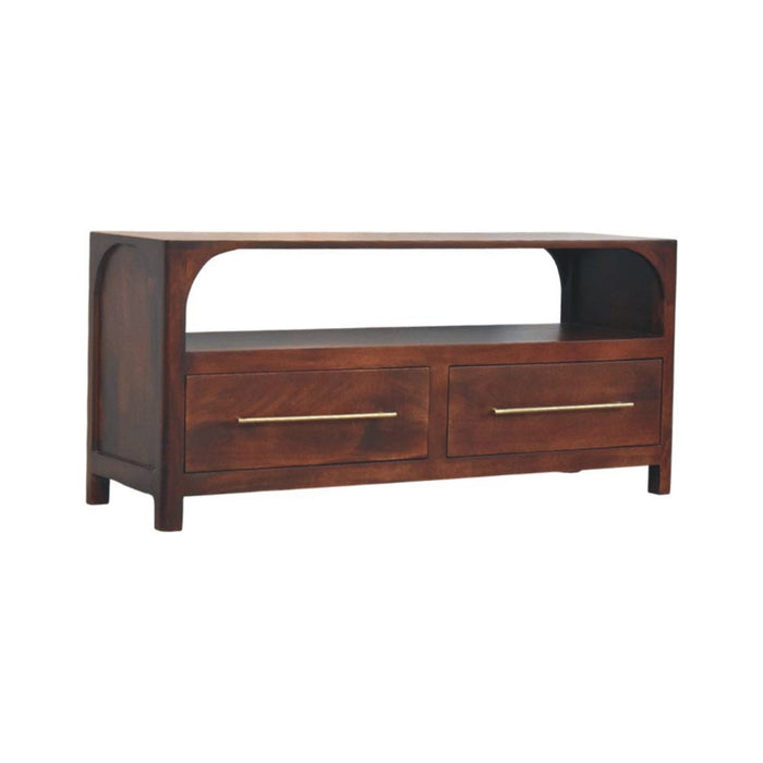 Arched Edge 2 Drawer Media Unit - Brown, Wood
