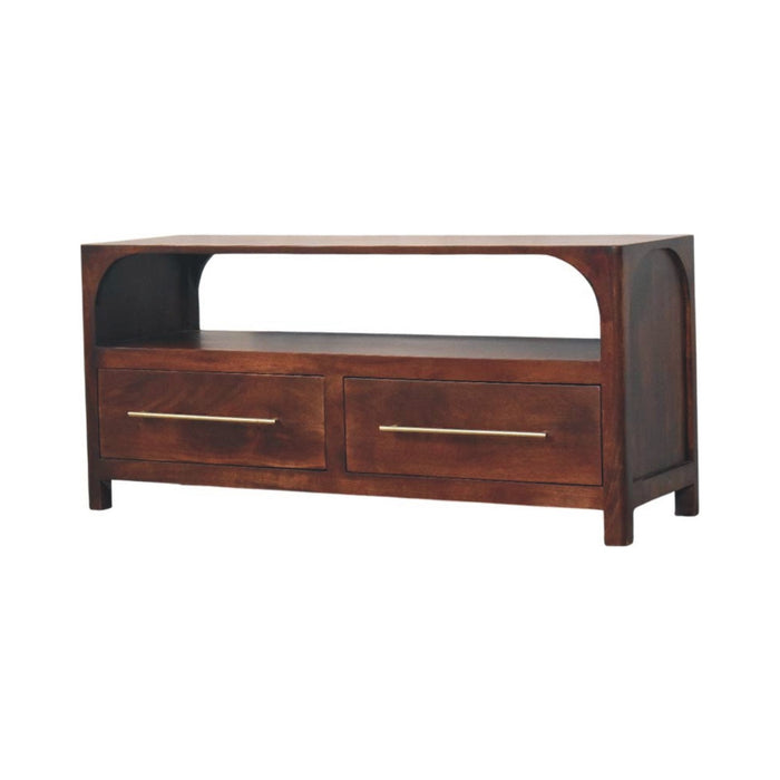 Arched Edge 2 Drawer Media Unit - Brown, Wood