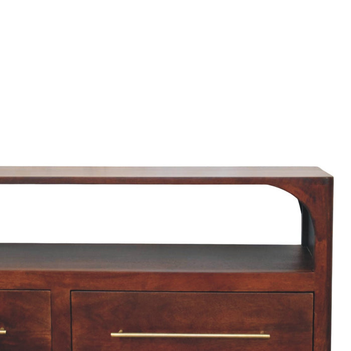 Arched Edge 2 Drawer Media Unit - Brown, Wood