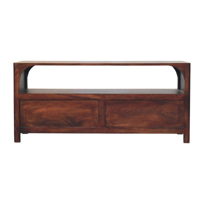 Arched Edge 2 Drawer Media Unit - Brown, Wood