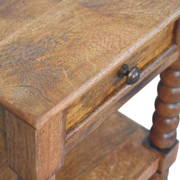 Spindle Bedside Table - Brown, Wood