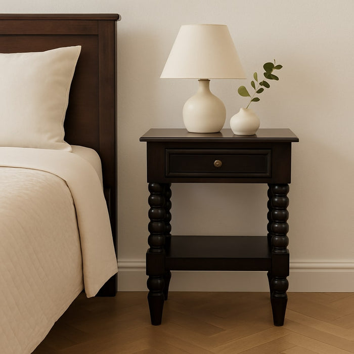 Spindle Winewood Bedside - Brown, Wood