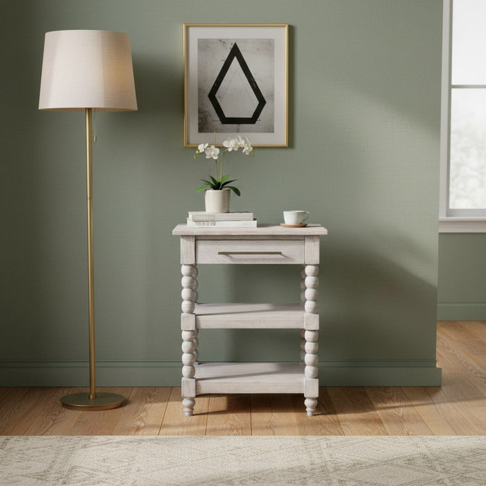 Spindle Acid Wash Side Table - Brown, Wood