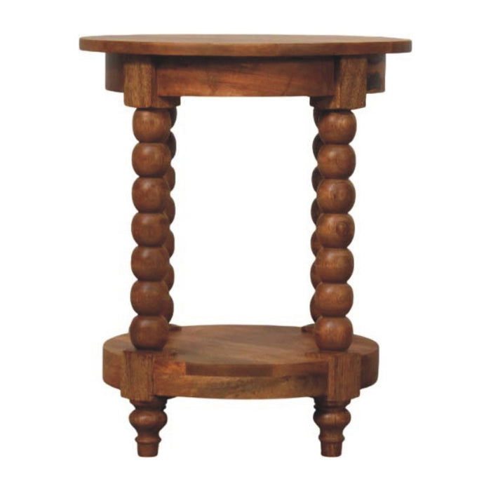 Spindle Round Side Table - Brown, Wood