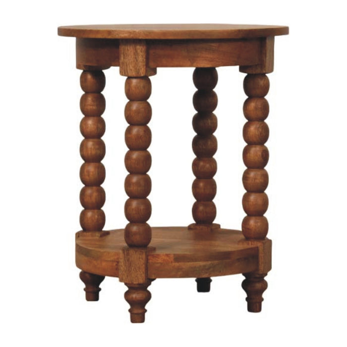 Spindle Round Side Table - Brown, Wood