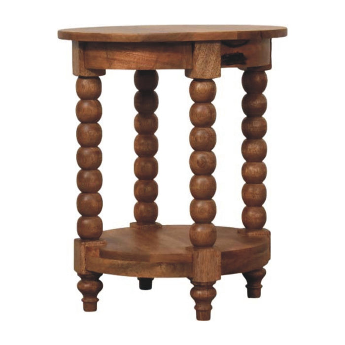 Spindle Round Side Table - Brown, Wood