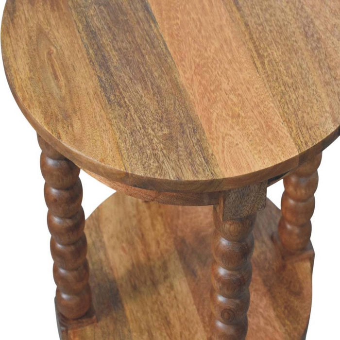 Spindle Round Side Table - Brown, Wood
