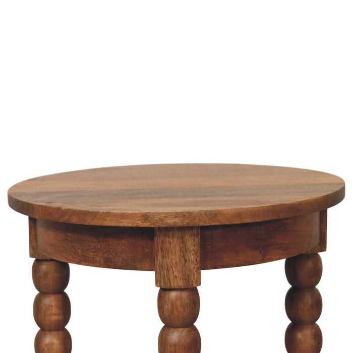 Spindle Round Side Table - Brown, Wood
