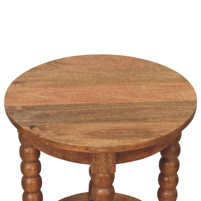 Spindle Round Side Table - Brown, Wood