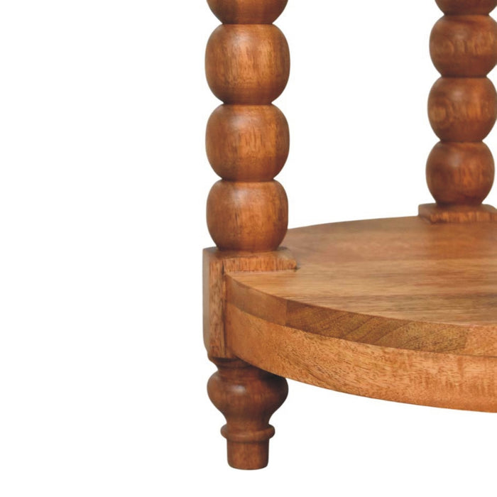 Spindle Round Side Table - Brown, Wood
