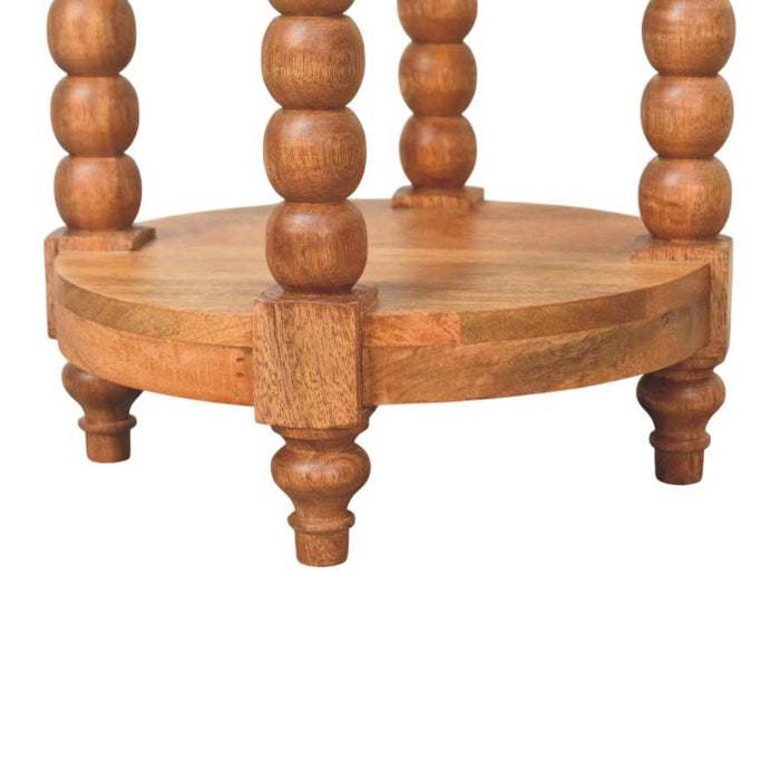 Spindle Round Side Table - Brown, Wood