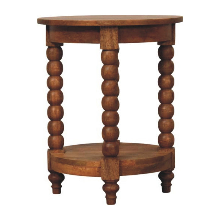 Spindle Round Side Table - Brown, Wood