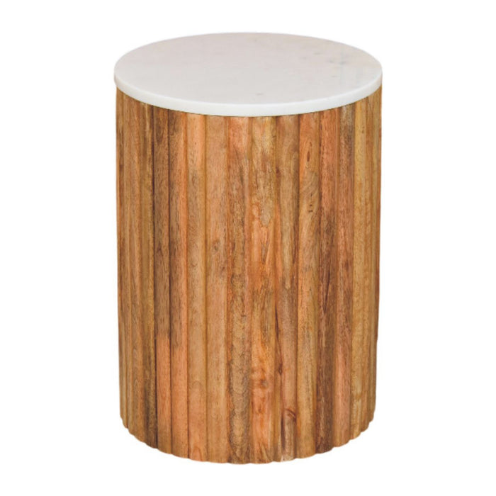 Fluted Marble Side Table - Natural, Marble