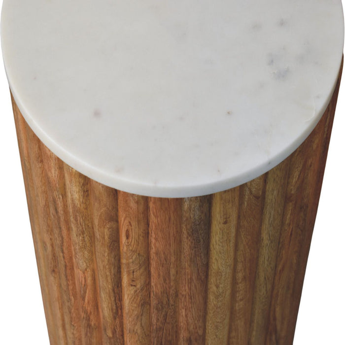Fluted Marble Side Table - Natural, Marble