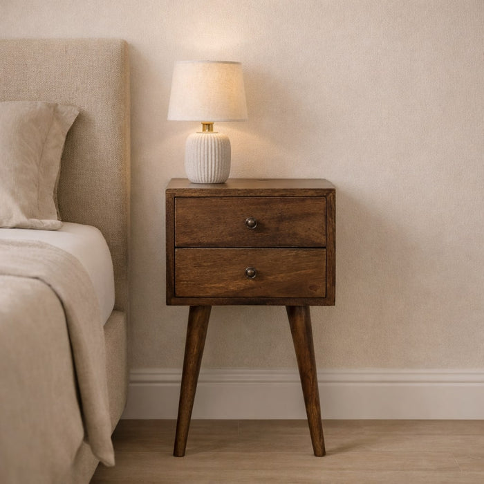 Nordic 2 Drawer Bedside in Classic Grey - Brown, Wood