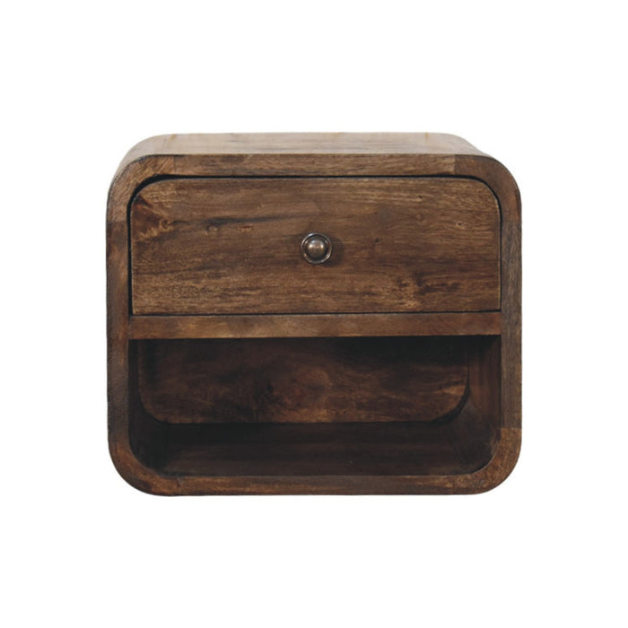 Rounded One-Drawer Nightstand - Brown, Wood