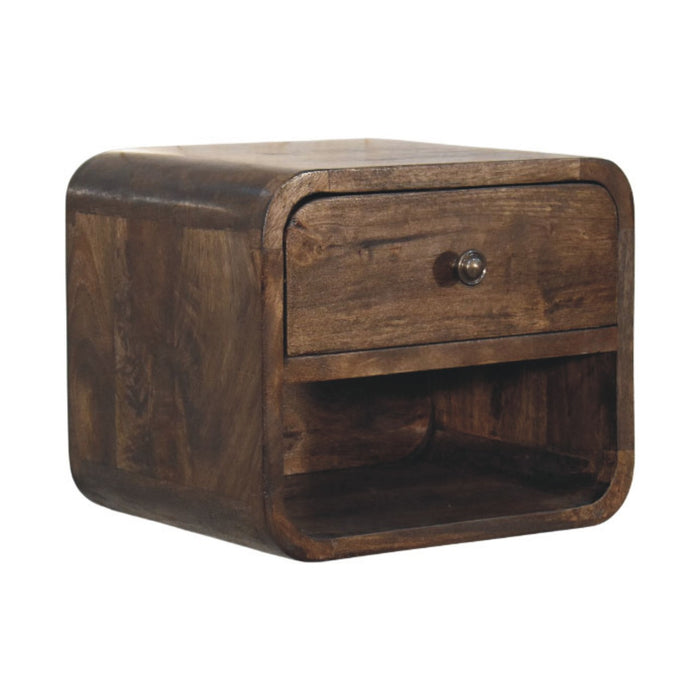 Rounded One-Drawer Nightstand - Brown, Wood