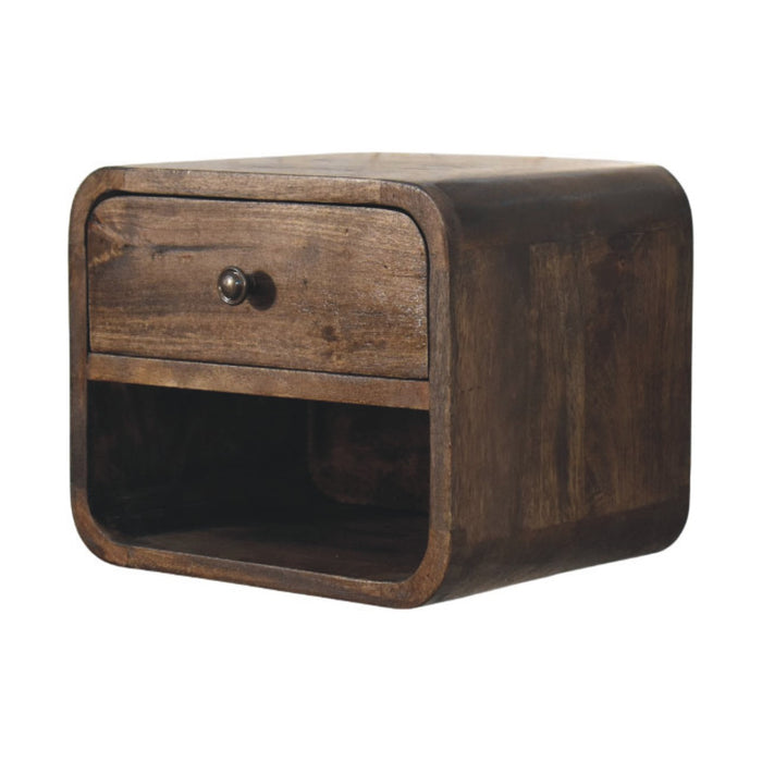 Rounded One-Drawer Nightstand - Brown, Wood