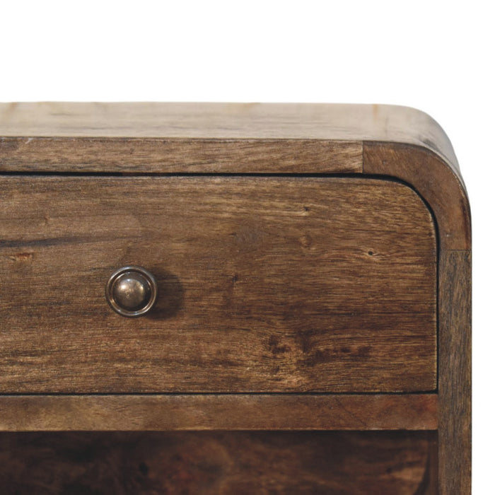 Rounded One-Drawer Nightstand - Brown, Wood