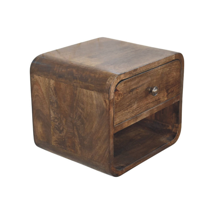 Rounded One-Drawer Nightstand - Brown, Wood