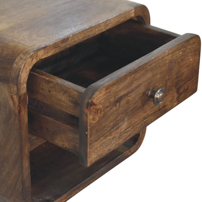 Rounded One-Drawer Nightstand - Brown, Wood