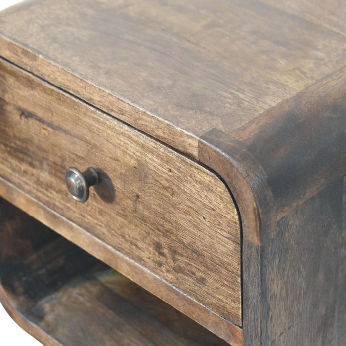 Rounded One-Drawer Nightstand - Brown, Wood