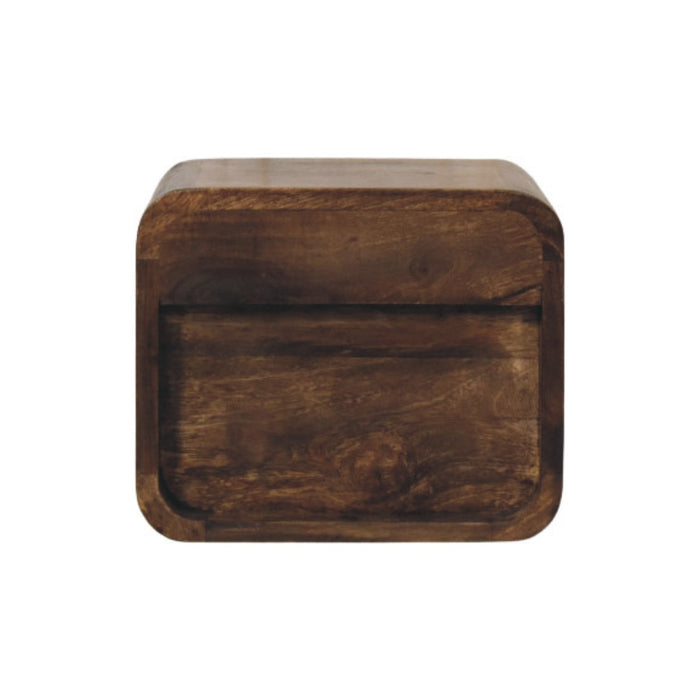 Rounded One-Drawer Nightstand - Brown, Wood