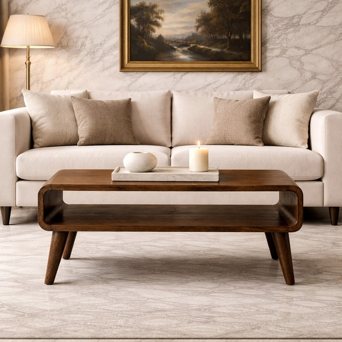 Rounded Edge Coffee Table - Brown, Wood