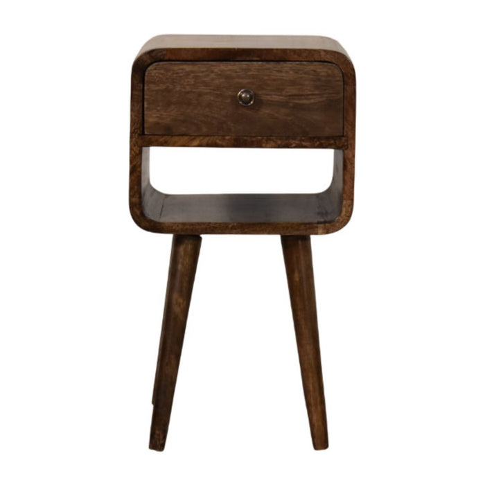 Rounded Open Shelf Bedside - Brown, Wood