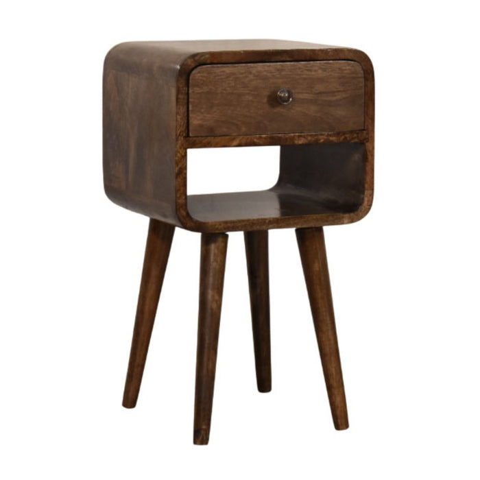 Rounded Open Shelf Bedside - Brown, Wood