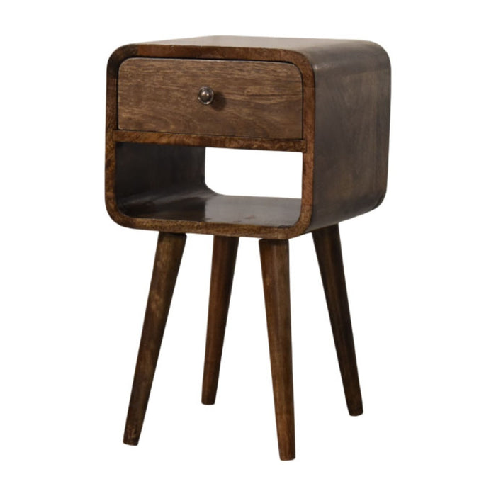 Rounded Open Shelf Bedside - Brown, Wood