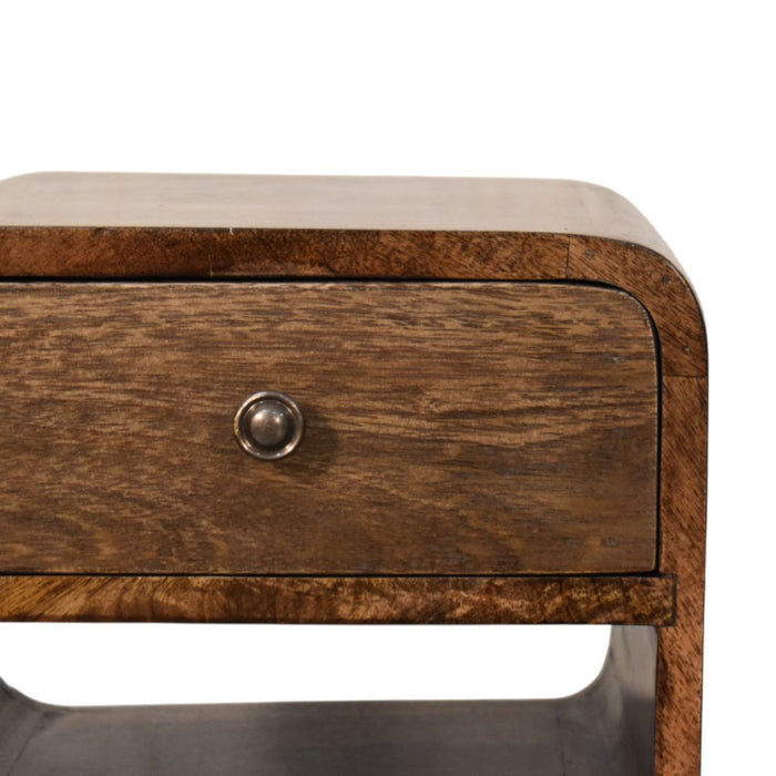 Rounded Open Shelf Bedside - Brown, Wood