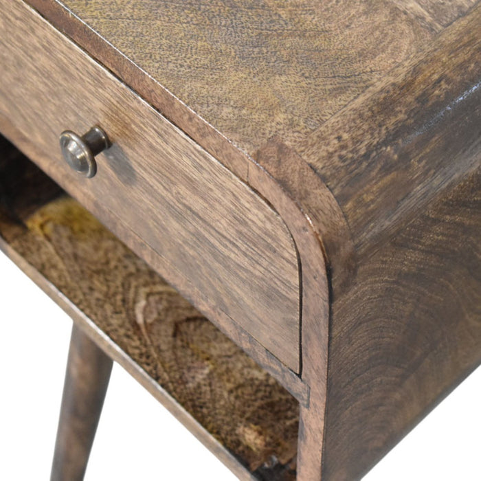 Rounded Open Shelf Bedside - Brown, Wood