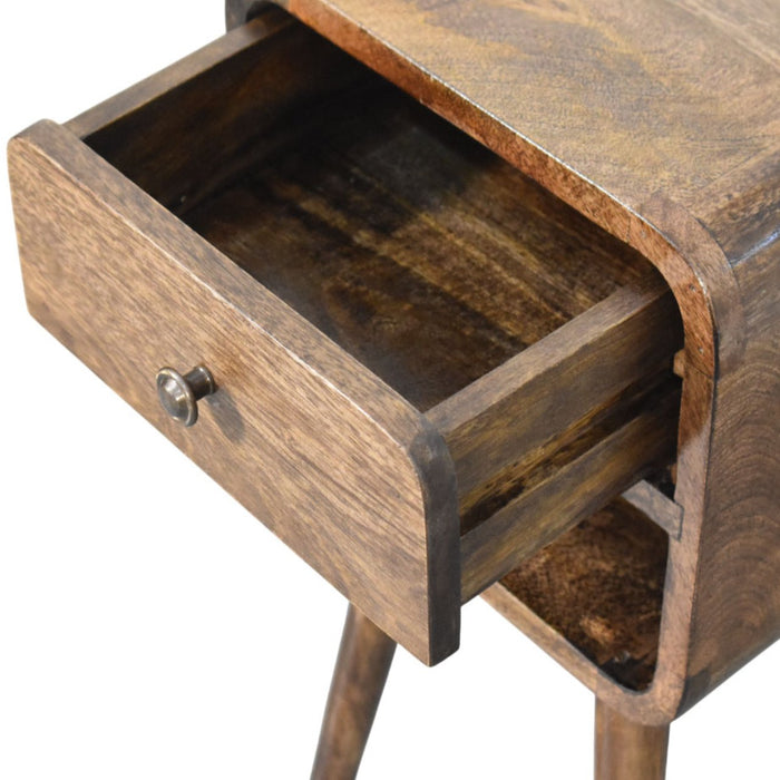 Rounded Open Shelf Bedside - Brown, Wood