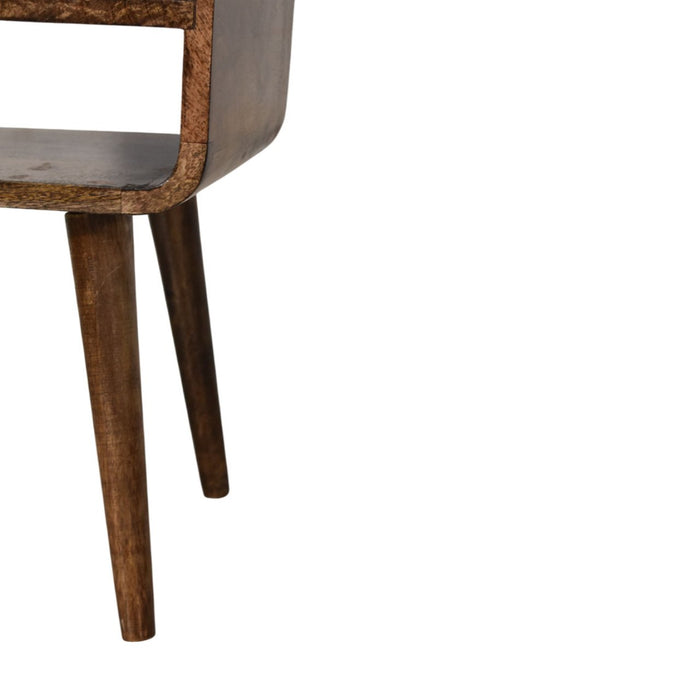 Rounded Open Shelf Bedside - Brown, Wood