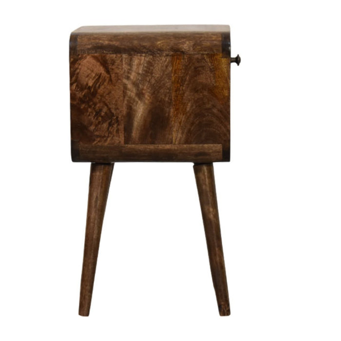 Rounded Open Shelf Bedside - Brown, Wood