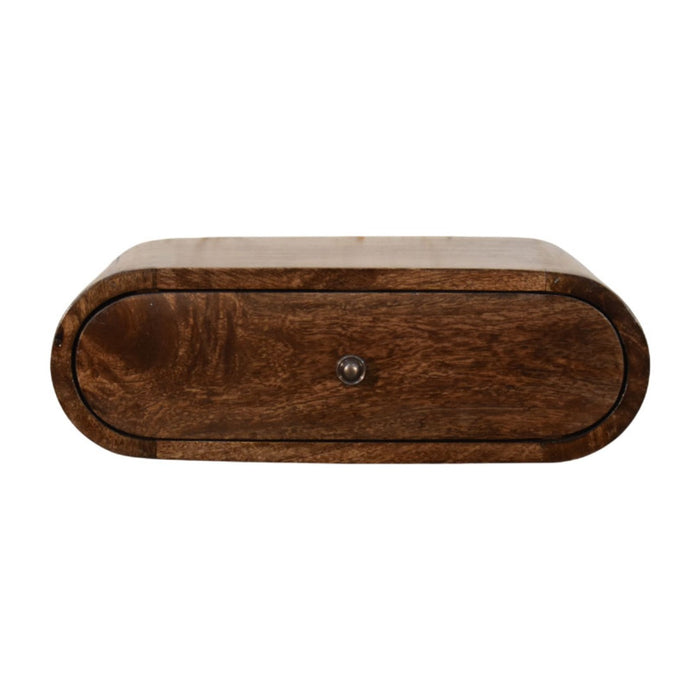 Rounded Wall-Mounted Bedside in Classic Grey - Brown, Wood