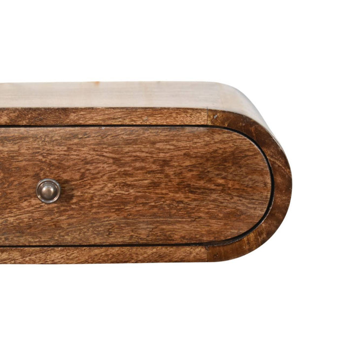 Rounded Wall-Mounted Bedside in Classic Grey - Brown, Wood